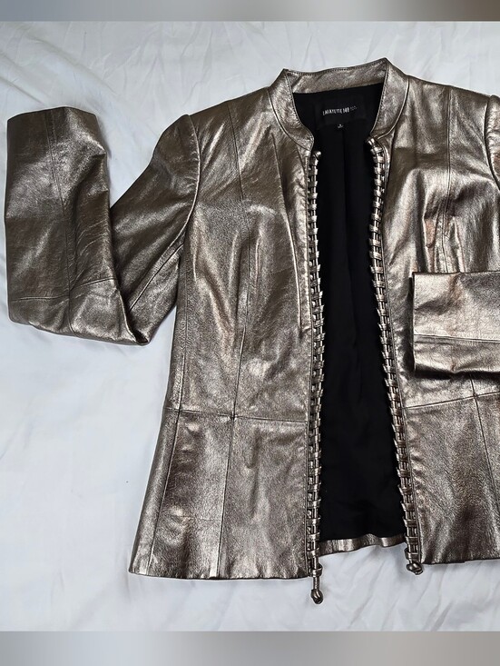 Lafayette 148 New York Jackets & Blazers - Lafayette 148 New York 100% Leather Metallic Gold Jacket Women's Size 6 Luxury